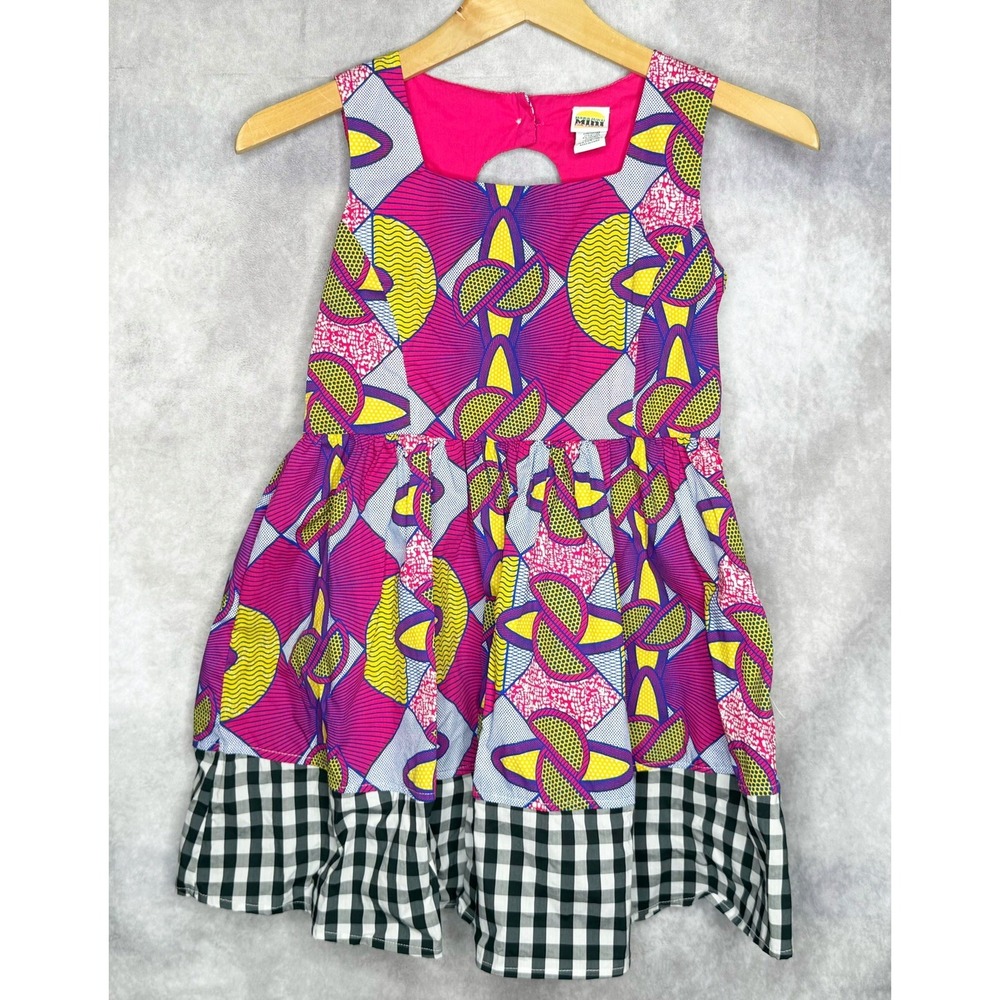 Harajuku Mini for Target Girls XL 14/16 Dress Keyhole Button Mixed Print Plaid
